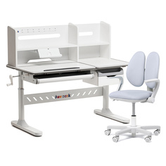 Комплект парта Fiore ll Grey + кресло Mente Grey Fundesk