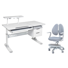 Комплект парта Ortensia Grey + кресло Primo Grey с подлокотниками и подставкой Cubby