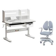 Комплект парта Fiore II Grey + кресло Primo Grey с подлокотниками и подставкой Fundesk