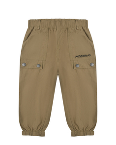 Брюки песочного цвета с поясом на резинке Moschino
