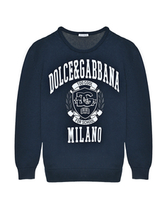 Джемпер с белым лого, синий Dolce & Gabbana