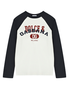 Толстовка с синими рукавами, белая Dolce & Gabbana