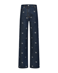 Джинсы с лого из стразов Msgm