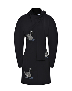 Мини-платье с вышивкой &quot;лебеди&quot; Msgm