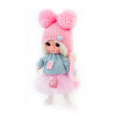 Кукла Баболи в розовой шапке с помпонами Carolon