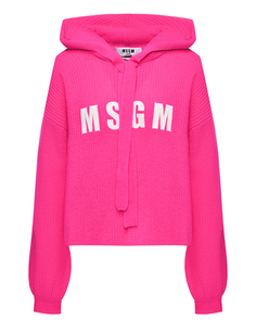 Укороченный джемпер с капюшоном, фуксия Msgm