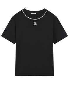 Футболка со стразами, черная Dolce & Gabbana