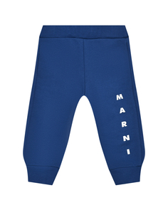 Брюки спортивные с белым логотипом, синие Marni