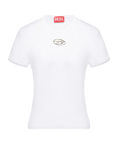 Футболка slim fit, металлическое лого Diesel