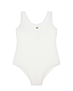 Купальник с металлическим лого, белый Dolce & Gabbana