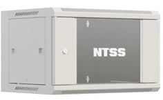 Шкаф настенный NTSS W 9U 600х600х500мм, 2 профиля 19", дверь стеклянная, серый RAL 7035 (NTSS-W9U6060GS)