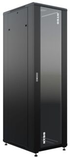 Шкаф напольный NTSS R 47U 600х800мм, 4 профиля 19", двери стекло и сплошная металл, черный RAL 9005 (NTSS-R47U6080GS-BL)