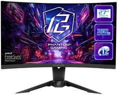 Монитор 27" ASRock Phantom Gaming PG27QRT2A 2560x1440 WLED, 16:9, VA, 300cd, 5000:1, 1ms, 178/178, DP, 2*HDMI, 180Hz, Speakers, curved R1500, tilt, H