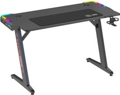Стол Cactus CS-GTZ-BK-RGB игровой, столешница ДСП черная, каркас черный