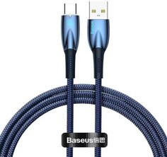 Кабель интерфейсный Baseus CADH000403 Glimmer Series Fast Charging Data USB to Type-C 100W 1m Blue (передача данных, питание устройств, скорость перед