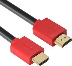 Кабель интерфейсный Greenconnect GCR-HM450-1.8m 1.8m, HDMI версия 1.4, черный, красные коннекторы, OD7.3mm, 30/30 AWG, позолоченные контакты, Ethernet