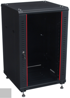 Шкаф напольный 19", 18U W&T C1860100BWTWOF 600x1000 мм, передняя дверь стекло, задняя перф., цвет серый, без вент.