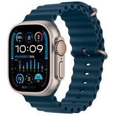 Смарт-часы Apple Watch Ultra 2 49mm Titanium Case with Blue Ocean Band, размер M (MRF73) Watch Ultra 2 49mm Titanium Case with Blue Ocean Band, размер M (MRF73)