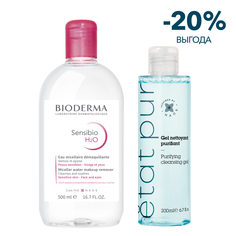 Косметика Набор Bioderma + Etat Pur для чувствительной кожи. Эффективное очищение