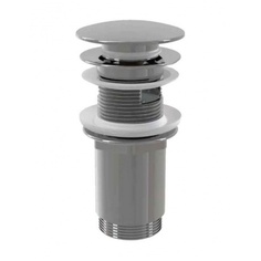 Донный клапан AlcaPlast A392C сифона для умывальника CLICK/CLACK 5/4", цельнометаллический с переливом и большой заглушкой, хром