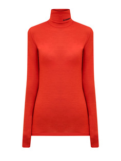 Водолазка из тонкой эластичной шерсти с контрастным логотипом Jil Sander