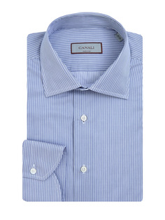 Рубашка из эластичного хлопкового твила в тонкую полоску Canali
