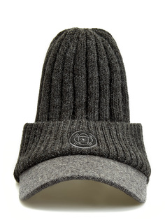 Комбинированная шапка из шерстяной пряжи с козырьком Cudgi