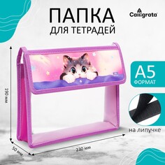 Папка для тетрадей а5 (230 х 190 х 50 мм), с клапаном на липучке, пластик/текстиль, calligrata,