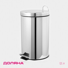 Ведро с педалью доляна, 12 л, нержавеющая сталь
