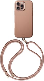 Бренд Чехол Uniq Coehl Muse Leatherette MagSafe с ремешком для iPhone 16 Pro Max, темно-бежевый