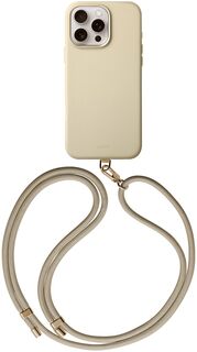 Бренд Чехол Uniq Coehl Muse Leatherette MagSafe с ремешком для iPhone 16 Pro, светло-бежевый