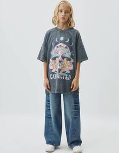 Джинсы WIDE LEG со смещенными боковыми швами для девочек Sela