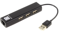 5bites UA2-45-06BK Кабель-адаптер USB2.0 / 3*USB2.0 / RJ45 100MB / BLACK