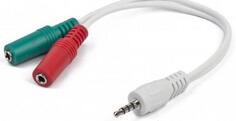Переходник Gembird Jack 3.5 (m) - 2xJack 3.5 (f) белый CCA-417w