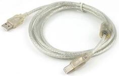 Cablexpert Кабель USB 2.0 Pro, AM/BM, 1,8м, экран, феррит.кольцо, прозрачный (CCF-USB2-AMBM-TR-6) Gembird