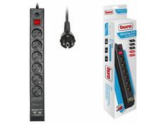 Сетевой фильтр BURO BU-SP5_USB_2A-B черный 6 розеток 5 м