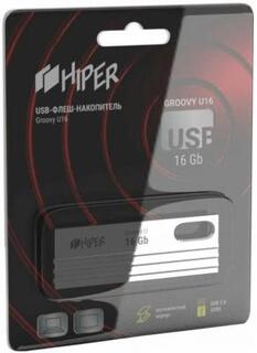 Флэш-драйв 16GB USB 2.0, Groovy U, сплав цинка, цвет титан, Hiper