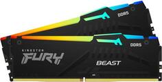 Оперативная память для компьютера 16Gb (2x8Gb) PC5-44800 5600MHz DDR5 DIMM CL36 Kingston Fury Beast RGB KF556C36BBEAK2-16