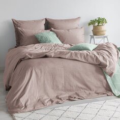 Постельное белье 2-спальное, простыня 220х240 см, 2 наволочки 70х70 см, пододеяльник 180х215 см, Verossa, сатин, Melange Mokko 2027