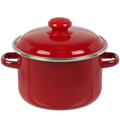 Кастрюля эмалированная сталь, 3 л, с крышкой, крышка сталь, Сибирские товары, 9MD181P, вишневая, индукция