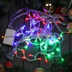 Гирлянда 56 ламп, 1.5х0.6 м, 8 режимов, Бахрома, свет мультиколор, прозрачная, в помещении, сетевая, LED