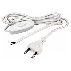 Кабель готовый со штекером (вилкой) кабель для бра DORI 2x0,75 2 м. 2,5 А с выключателем, белый