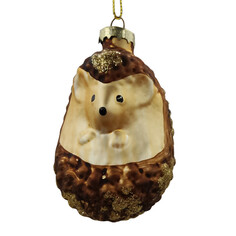 Игрушки елочные одиночные подвеска MAXIJOY Ежик 9см стекло коричневый