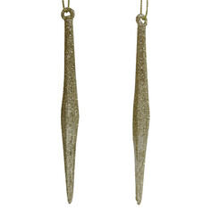 Игрушки елочные одиночные подвеска MAXIJOY Сосулька 16см стекло золотой