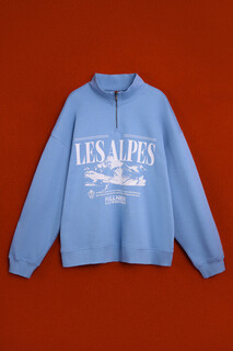 джемпер мужской Свитшот half zip с зимним принтом Befree