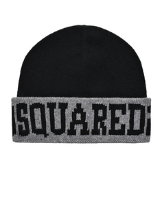 Шапка с лого на отвороте, черная Dsquared2