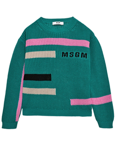 Джемпер с разноцветными полосами и лого Msgm