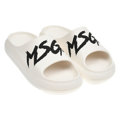 Шлепки с черным логотипом, белые Msgm