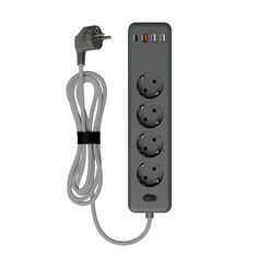 Сетевой фильтр LYAMBDA 4 розетки, 3xUSB-A, 1xUSB-C, 1,8 м, мокрый асфальт (LNF4S4U-WA) 4 розетки, 3xUSB-A, 1xUSB-C, 1,8 м, мокрый асфальт (LNF4S4U-WA)