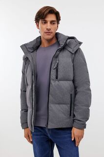 Пуховик с капюшоном и воротником-стойкой, 3XL, серый Baon